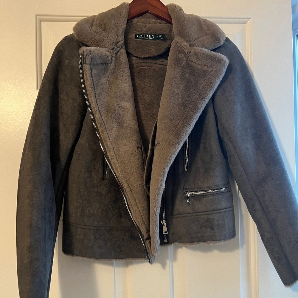 Ralph Lauren Faux-Shearling Moto Coat